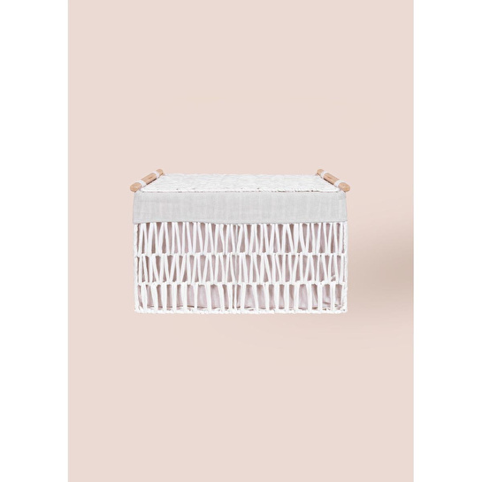 The Mia Cesta Hasır Organizer Sepet Beyaz 52x30x32 Cm