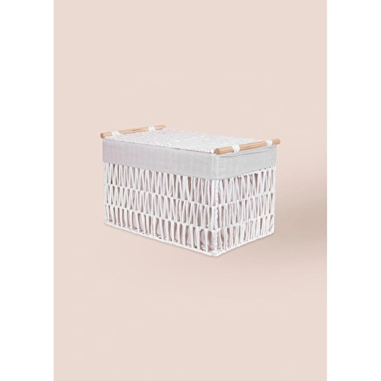 The Mia Cesta Hasır Organizer Sepet Beyaz 52x30x32 Cm