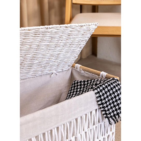 The Mia Cesta Hasır Organizer Sepet Beyaz 52x30x32 Cm