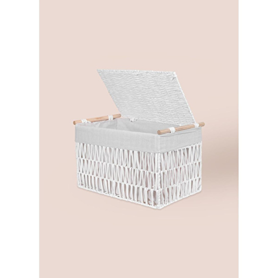 The Mia Cesta Hasır Organizer Sepet Beyaz 52x30x32 Cm