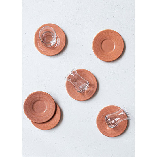 The Mia Noon Çay Tabağı 6lı Set Somon 13 Cm