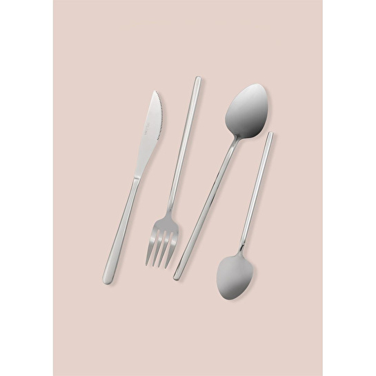 The Mia Giallo Çatal Kaşık Bıçak Takımı Gümüş 24 Parça