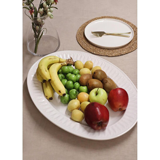 The Mia Grande Servis Tabağı Beyaz 50x37 Cm