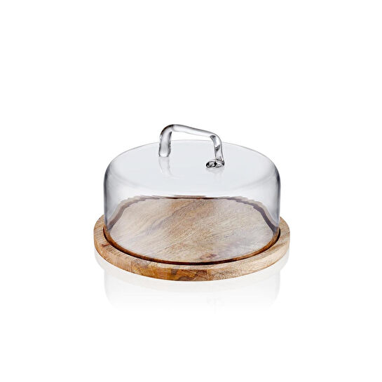 The Mia Madera Yuvarlak Kek Saklama Fanusu 17x26x26 Cm