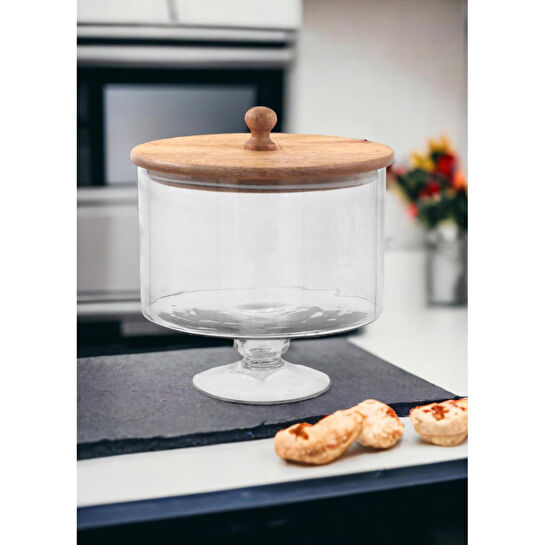 The Mia Madera Ayaklı Kurabiye Kavanozu 24x20x20 Cm