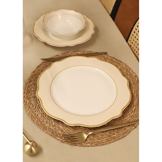 The Mia Jaswely Servis Tabağı 6 Parça Krem 27 Cm