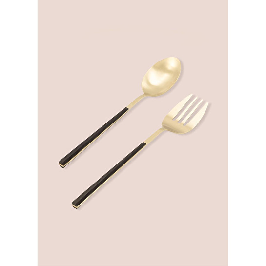 The Mia Bianco Salata Servis Takımı Gold 2 Parça Ckb0248