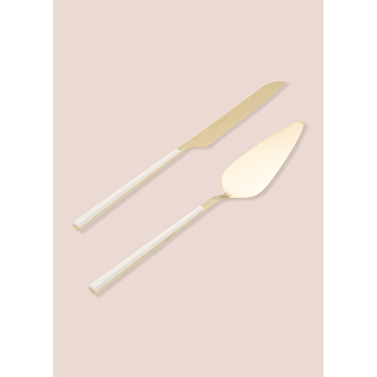 The Mia Bianco Pasta Servis Takımı Gold 2 Parça Ckb0250