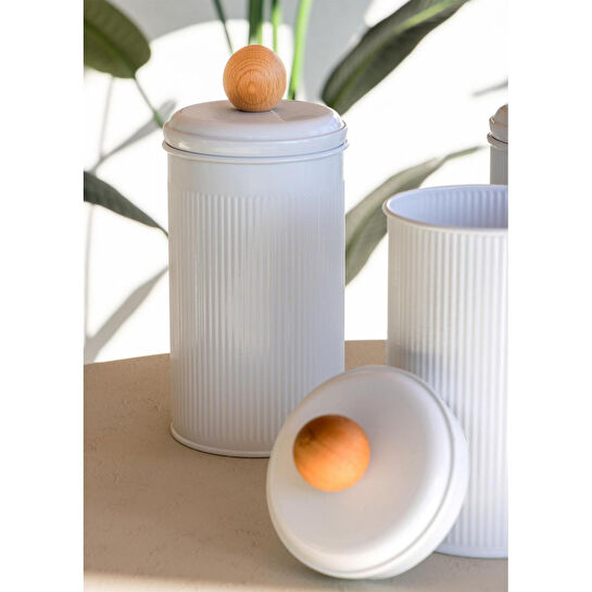 The Mia Stripe Çay Kahve Şeker Kavanozu Beyaz 1,20 Lt