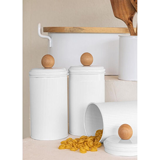 The Mia Stripe Çay Kahve Şeker Kavanozu Beyaz 1,20 Lt