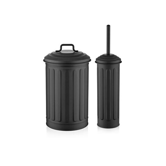 The Mia Çöp Kovası Tuvalet Fırçası Seti Siyah Mgl0059