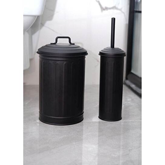 The Mia Çöp Kovası Tuvalet Fırçası Seti Siyah Mgl0059