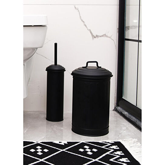 The Mia Çöp Kovası Tuvalet Fırçası Seti Siyah Mgl0059