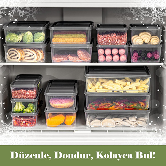 Vienev 19'lu Buzdolabı Düzenleyici Organizer Mikrodalgaya Uygun Difriz Saklama Kabı Gri