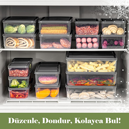 Vienev 20'li Buzdolabı Düzenleyici Organizer Ve Mikrodalgaya Uygun Difriz Saklama Kabı Gri