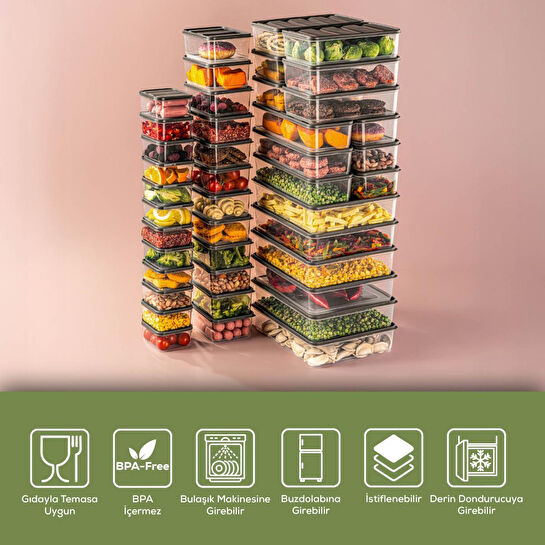 Vienev 42'li Buzdolabı Düzenleyici Organizer Mikrodalgaya Uygun Difriz Saklama Kabı Gri