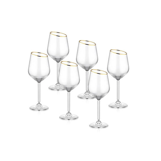 The Mia Gina Şarap Kadehi Gold 6lı Set