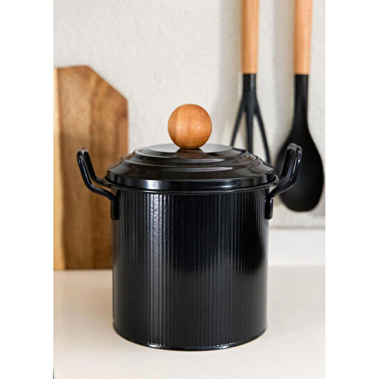 The Mia Stripe Bakliyat Ve Deterjan Saklama Kabı Siyah