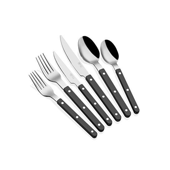 The Mia Comida Çatal Kaşık Bıçak Takımı Siyah 36 Parça