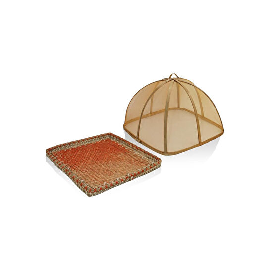 The Mia Transparan Bambu Hasır Tepsi 38x38x24 Cm