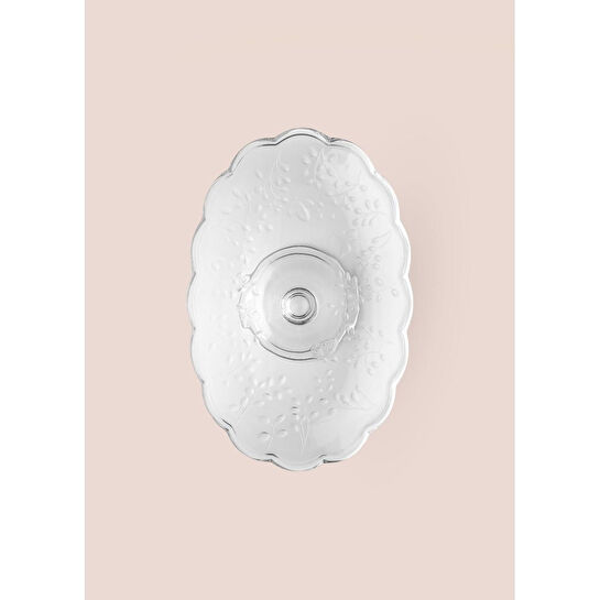 The Mia Ayaklı Cam Sunum Tabağı Oval 31x20x12 Cm Cam0498