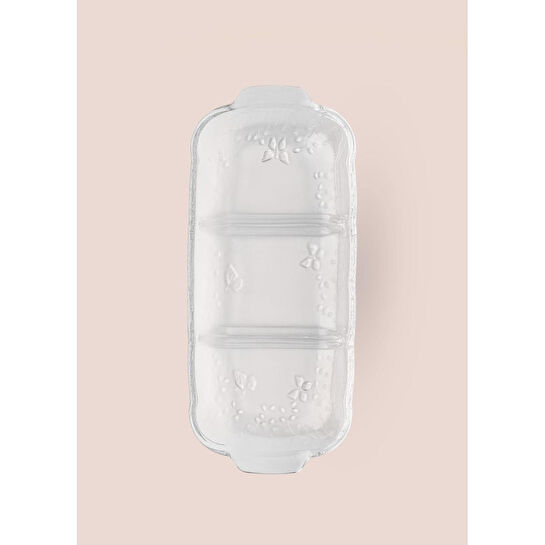 The Mia Bölmeli Servis Sunum Tabağı 30x13x4 Cm Cam0501