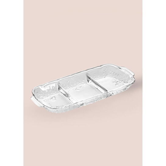 The Mia Bölmeli Servis Sunum Tabağı 30x13x4 Cm Cam0501