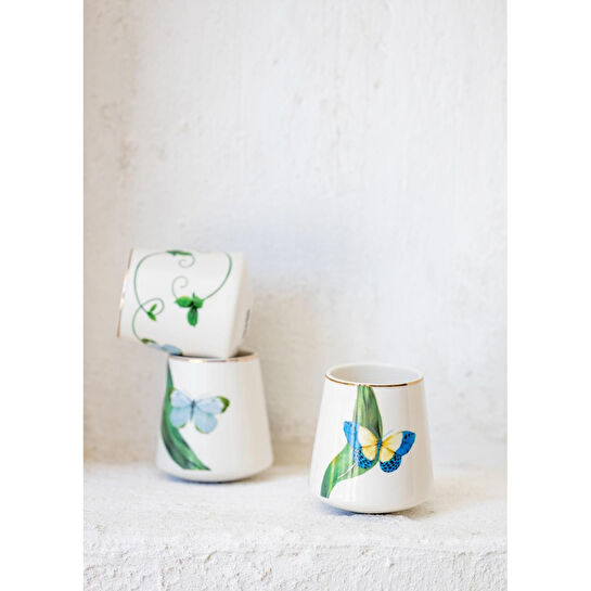 The Mia Folium Blue Porselen Kupa Kpa0235 180 Cc