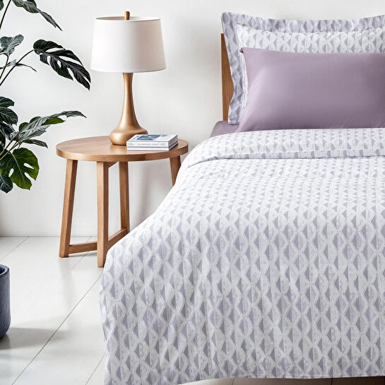 Green Black Tria Tek Kişilik Nevresim Takımı %100 Pamuk 210 Tc 83 Tel Saten Digital Baskılı Lila 160x220 Cm