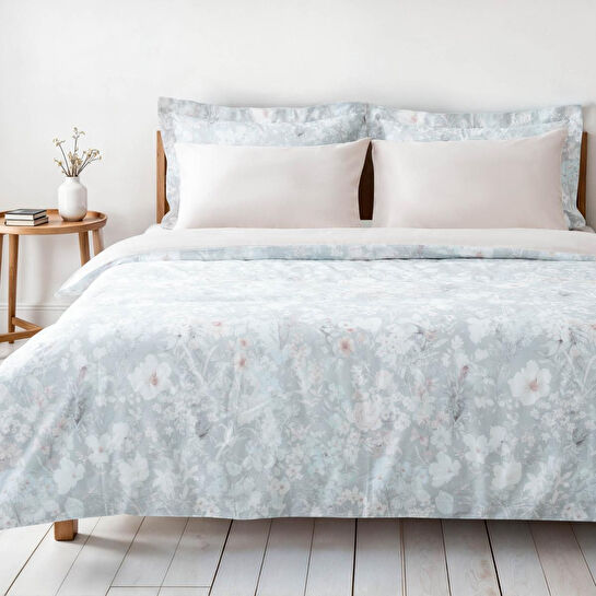 Green Black Rosalya Çift Kişilik Nevresim Takımı %100 Pamuk 210 Tc 83 Tel Saten Digital Baskılı Mint