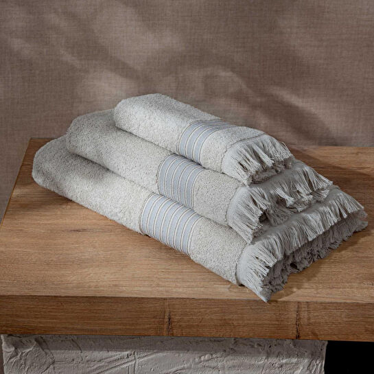 Green Black Aya 3'lü Havlu Seti Bej