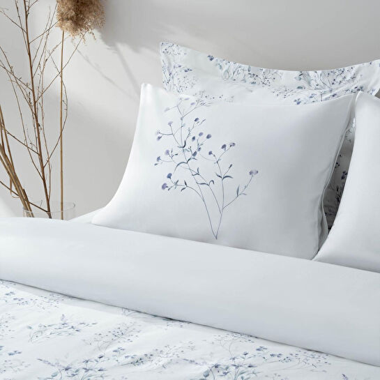 Green Black Lavena Çift Kişilik Nevresim Takımı %100 Pamuk 210 Tc 83 Tel Saten Digital Baskılı Krem-lila