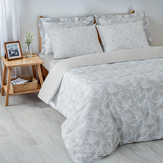 Green Black Fiorina Çift Kişilik Nevresim Takımı %100 Pamuk 210 Tc 83 Tel Saten Digital Baskılı Bej