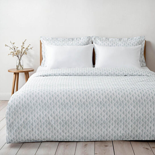 Green Black Tria Çift Kişilik Nevresim Takımı %100 Pamuk 210 Tc 83 Tel Saten Digital Baskılı Mint 200x220 Cm