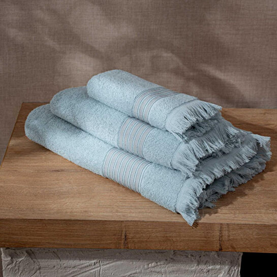 Green Black Aya 3'lü Havlu Seti Mavi