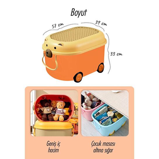 The Mia Trail Oyuncak Saklama Kutusu Pudra 57x39x33 Cm