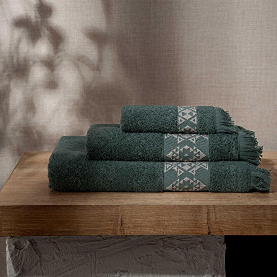 Green Black Hereke 3'lü Havlu Seti Yeşil