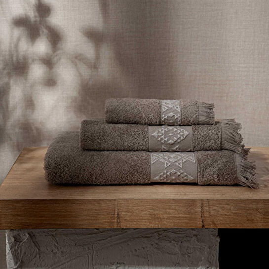 Green Black Hereke 3'lü Havlu Seti Koyu Bej