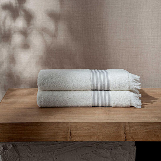 Green Black Aya 2'li Yüz Havlusu Seti Krem