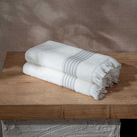 Green Black Aya 2'li Yüz Havlusu Seti Krem