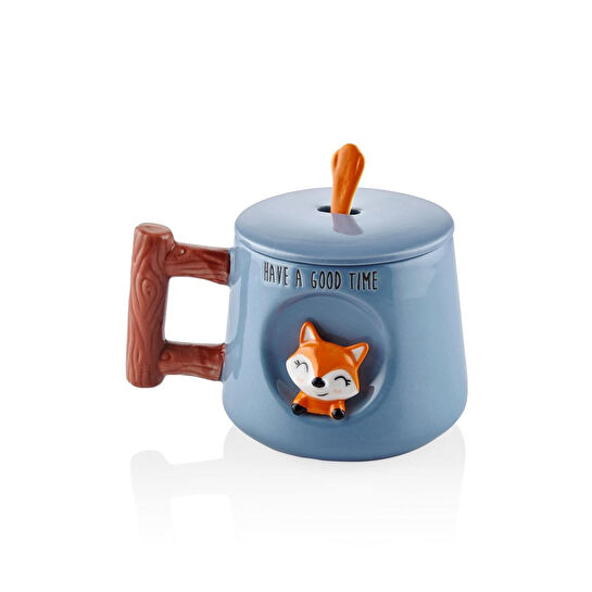 The Mia Tilki Kapaklı Ve Kaşıklı Kupa 370 Ml