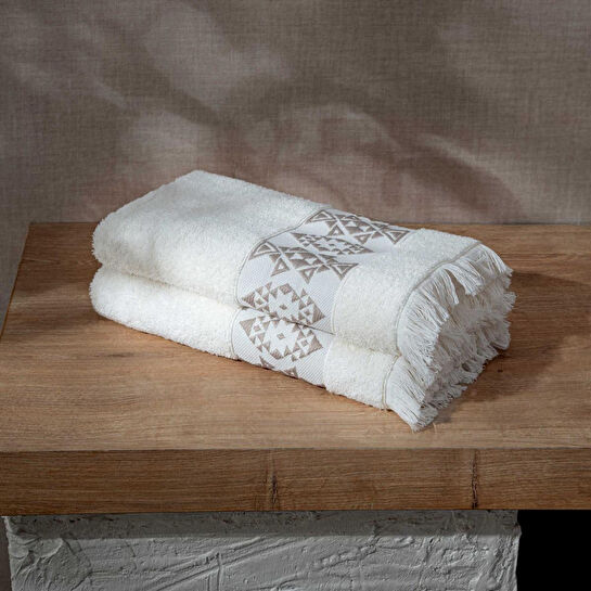 Green Black Hereke 2'li Yüz Havlusu Seti Krem