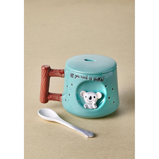 The Mia Koala Kapaklı Ve Kaşıklı Kupa 370 Ml