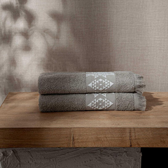 Green Black Hereke 2'li Yüz Havlusu Seti Bej