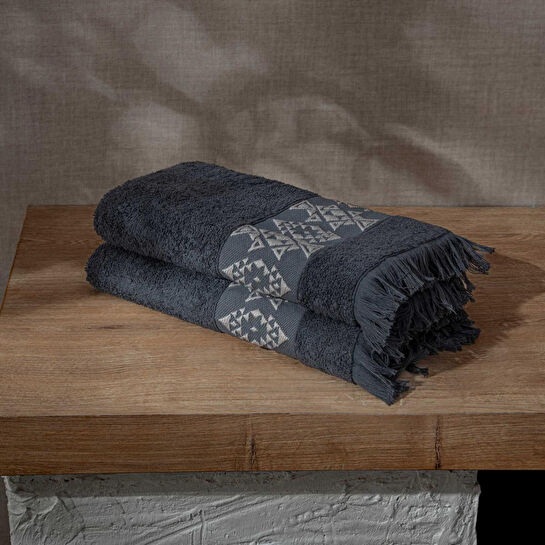 Green Black Hereke 2'li Yüz Havlusu Seti Antrasit