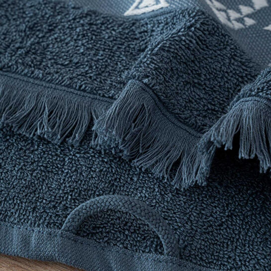 Green Black Hereke 2'li Yüz Havlusu Seti Koyu Mavi