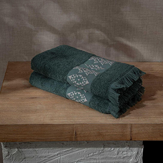 Green Black Hereke 2'li Yüz Havlusu Seti Yeşil