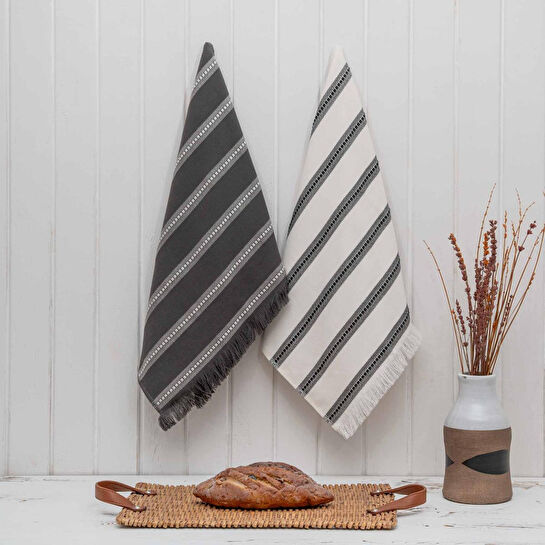 Green Black Neva 2'li Mutfak Havlusu Krem-antrasit