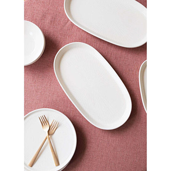 The Mia Noon Oval Servis 2li Krem 29 Cm