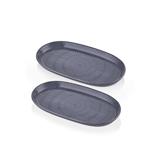 The Mia Noon Oval Servis 2li Gri 29 Cm